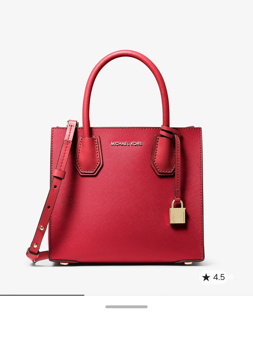 Michael Kors Mercer Pebble Leather Accordion Handbag Purse Red